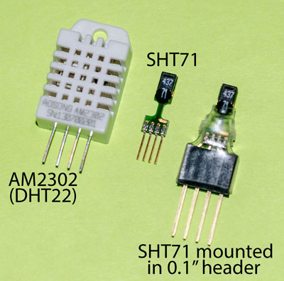 Image of SHT71 alongsid DHT22