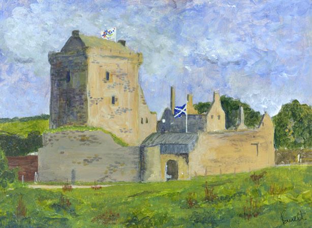 Father's acrylic of Balgonie Castle