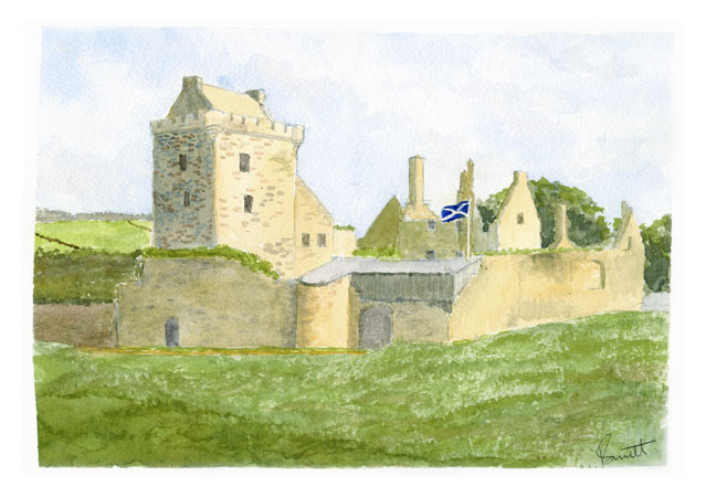 Watercolour of Balgonie Castle